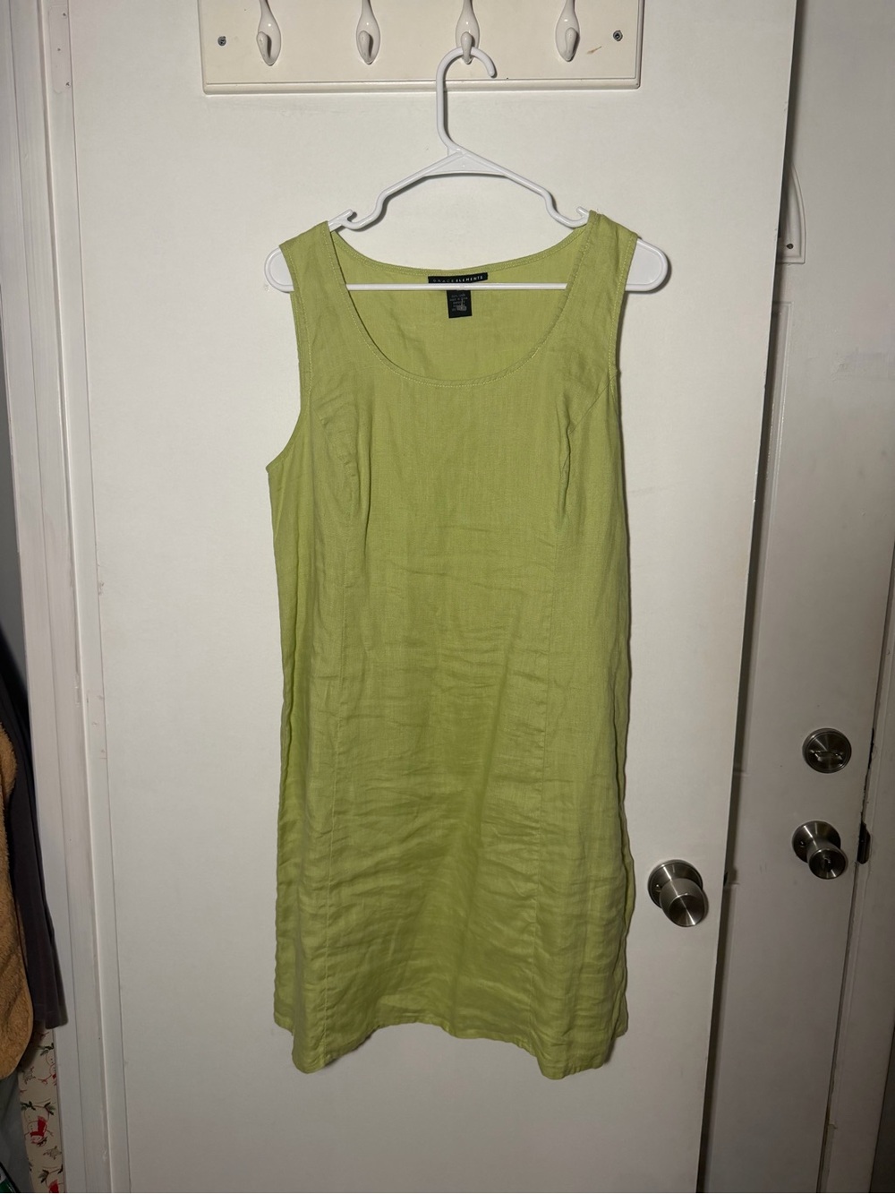 Linen Scoop Neck Sleeveless Dress - Green